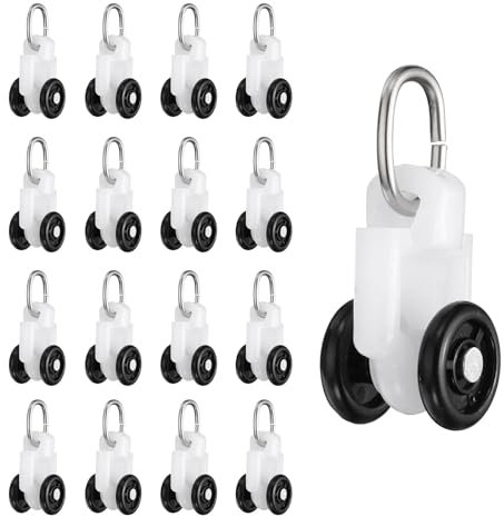 sourcing map 50Pcs Curtain Track Rollers Curtain Rail Pulleys Runners Plastic Ceiling Gliders with Dual Wheel Roller for Window Tracks Carrier Accessories (Black)