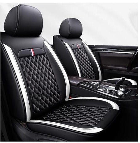 Full Set Auto Sitzbezüge für Mini Cooper/Cooper S/John Cooper Works/Cabriolet 2001-2022, Wasserdichter Leder-Autositzbezug, Seasons Protectors VerschleißFest, 5-Sitzer Autositzbezug Universal(C(White)