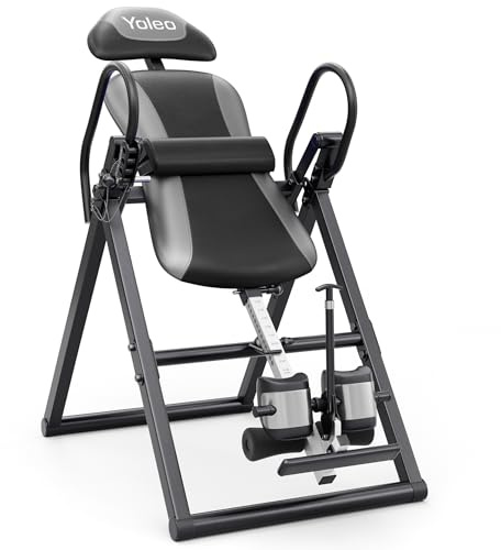 YOLEO Banco de inversión plegable, entrenador de gravedad con cinturón de seguridad para terapia para aliviar el dolor de espalda y cuello, máx. 136 kg
