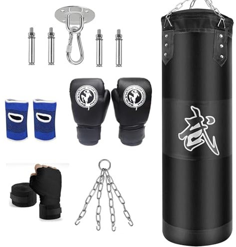 HXIZMY Boxsack Wandhalterung Fitness für Erwachsene: Schwarz Punching Sack MMA Training(Nicht Gefüllt)