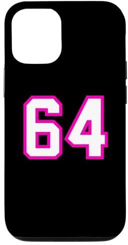 Número #64 Número de equipo de equipo deportivo blanco rosa Carcasa para iPhone 12/12 Pro
