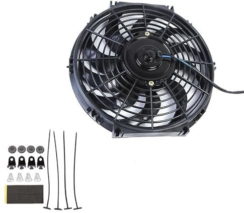 Universal Car Engine Cooling Fan, 14 Inch Push Pull Electric Radiator Cooling Fan, 12V 80W Slim Electric Cooling Radiator Fan Mounting Kit with 10 Blades