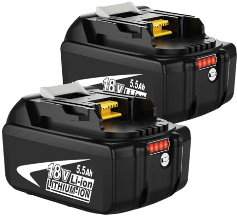 2Stück 5500mAh Akku Kompatibel für Makita 18V Akku BL1850B BL1860B mit LED Indikator