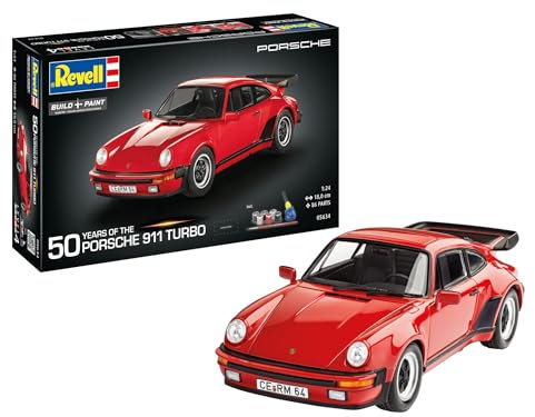 Revell Gift Set 05634 Porsche 911 Turbo 50th Anniversary 1:24 Scale Unbuilt Plastic Model Kit with Accessories