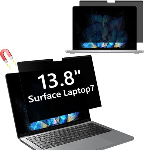 Hinnwer Magnetischer Blickschutzfilter für 13,8 Zoll Surface Laptop 7, Anti-Fingerabdruck, PET Displayschutz, Abnehmbarer Anti Blaulicht Blendschutz Laptop Sichtschutzfolie - 13,8 Zoll