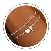 SLOONG Einschulung Geschenk - Armband mit Buchstaben für Frauen Mädchen | Vergoldet/Versilbert Herz Armband Hypoallergen Armbänder Geburtstagsgeschenk Geschenke für Frauen Mädchen Kinder Schmuck