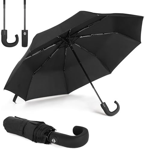 Sternenfunke – Faltbarer Taschenschirm sturmfest mit J-Griff, Automatik Regenschirm klein und Taschenregenschirm kompakt, sturmfest [NEU 2026]