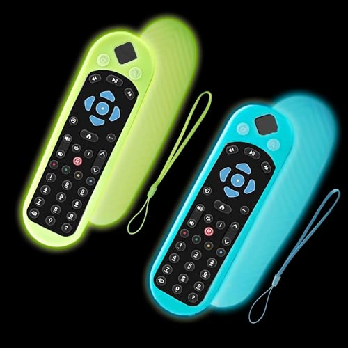 2 Pack Cover for Sky Q Voice Remote Control Protective Silicone Case for Sky135, SKY Q Touch and Non-Touch Remote Control Cover with Lanyard Glow Blue+Glow Green