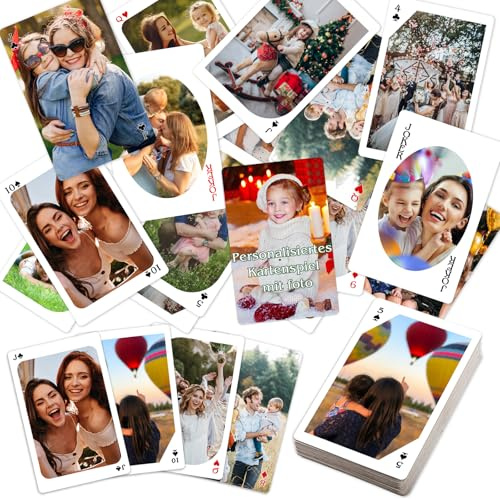 EAQ Personalisiertes Kartenspiel mit Foto Individuelles Kartendeck für Familie, Hochzeit, Freunde, Geburtstag, Feier, Geschenke