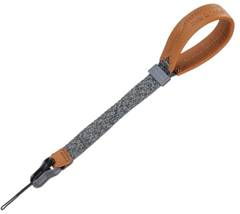 FALCAM Maglink V2 Magnetic Quick-Release Camera Wrist Strap, Secure Hand Strap – Grey Strap/Brown Leather Detail