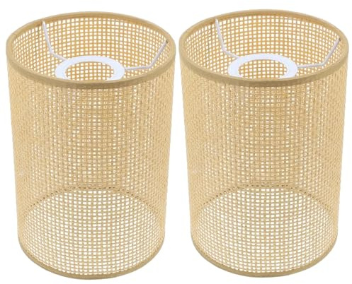 2 Pcs Lampe Shades for Stehlampen Lampenschirm Rattan Kleine Schreibtisch Licht Woven Runde FüR Nachttischlampen, Tischlampen, Stehlampe