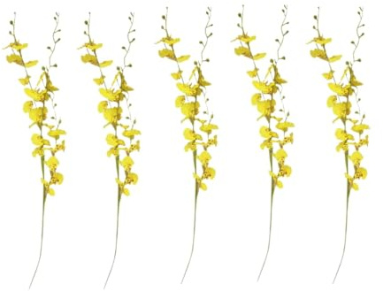 LLMWFA 5 Stück Phalaenopsis-Blumen for Hochzeitsdekoration, Leuchtend gelbe künstliche Blume 98 cm, Oncidium-Orchidee