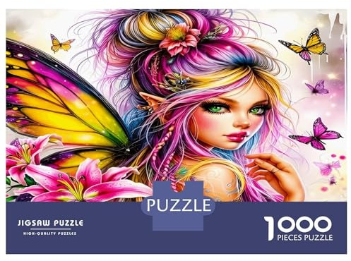 Lily Fee 1000 Stück Puzzle Gute Pappe Für Erwachsene Lebendiger Pixie-Charme Puzzle Hochwertige Pappe – Stressabbau Wanddekoration, Geschenk Frauen Männer Senioren Enthusiasten 52x38cm/1000pcs