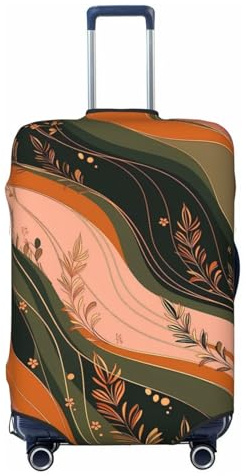 XHMKGGYBZ Funda elástica para maleta, 4 tamaños, diseño geométrico floral, resistente a arañazos y manchas, lavable, Línea de plantas de onda abstracta, M