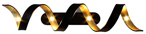 Luce Design LED Deckenleuchte Helix, längliche Deckenlampe aus Metall in Schwarz/Gold, 20 Watt, 1800 Lumen,Wohnzimmerlampe, Lichtfarbe 3000 Kelvin (warmweiß), in 3 Stufen per Zimmerschalter dimmbar