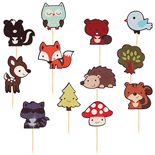 OUNONA Stricknadel Woodland Animal Cake Toppers Kuchendekoration Cupcake Deko Picks
