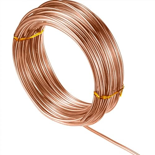 Alambre de aluminio de 32.8 pies, alambre de metal flexible para hacer muñecas, esqueletos, manualidades (cobre, 2 mm de grosor)