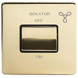 Soho Lighting Brushed Brass Gold Fan Isolator Switch Black Insert Screwless