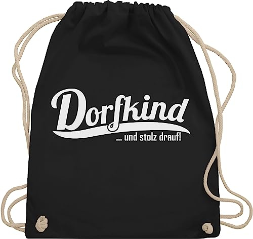 Turnbeutel Rucksack - Sprüche Statement mit Spruch - Dorfkind und stolz drauf I Landleben I Dorfkinder - Unisize - Schwarz - rucksäcke bin beutel+rucksack+mit+sprüchen sprueche dorf beutel