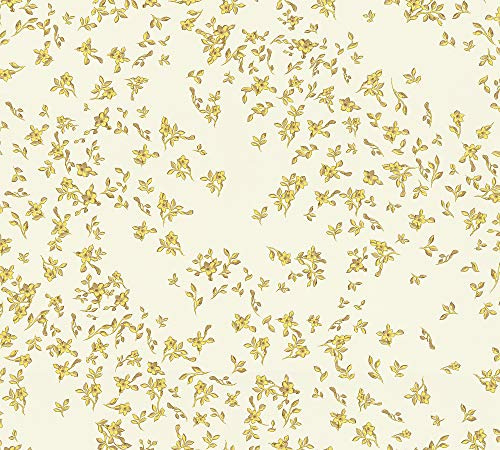 A.S. Création Floral Wallpaper Versace 4 Non-Woven Wallpaper 10.05 m x 0.70 m Gold Yellow Beige Made in Germany 935855 93585-5