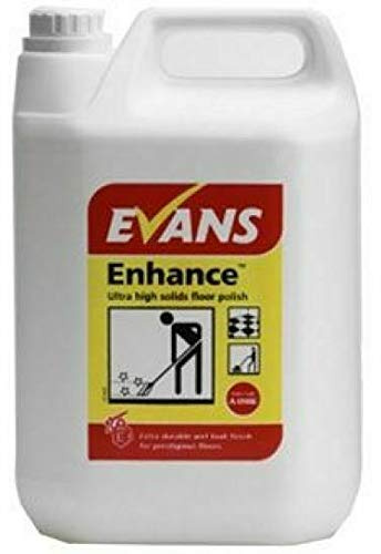 We Can Source It Ltd - Evans Vanodine Ultra High Solids 1 x 5L Wet Look Floor Polish with Long Lasting Shine – Liquid Floor Care for Commercial and Home Use – Smooth Finish and Easy Application