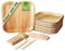 25 Platos desechables de Hoja de Palma Cuadrados de 25 cm con 50 Cubiertos desechables de Madera, Vajilla desechable elegante, similar al bambu, menaje para fiestas, barbacoas y picnic.