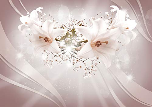 decomonkey Fototapete Blumen Lilie 350x256 cm Design Tapete Fototapeten Vlies Tapeten Vliestapete Wandtapete moderne Wand Schlafzimmer Wohnzimmer Abstrakt 3d Effekt