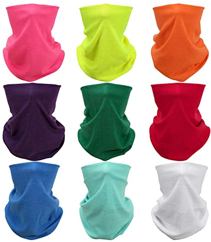 Mogokoyo 9 Stück Damen Herren Kinder Multifunktionstuch/Sturmmaske/Halstuch/Schlauchtuch für Motorrad Fahrrad Bergsteigen in vielen Farben (# 9)