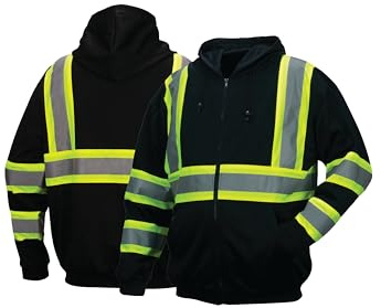 Pyramex Safety RSZH34 Series Enhanced Visibility Black Sweatshirt ANSI Type 0 Class 1 With Reflective Contrasting Tape Size Medium