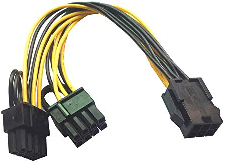 Bolwins R01S Grafikkarten Stromadapter - 6pin PCIe auf 2x 8pin (6+2) PCI-Express Adapter, 18cm GPU VGA Mining Videokarten-Konverterkabel, PCI Express Power Netzkabel