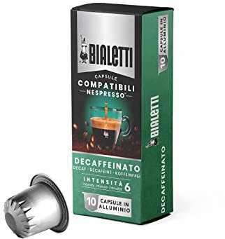 Bialetti Capsules compatibles Bialetti Nespresso, goût décaféiné (intensité 6), paquet de 10 capsules en aluminium 0.80 kg 1.00 ml