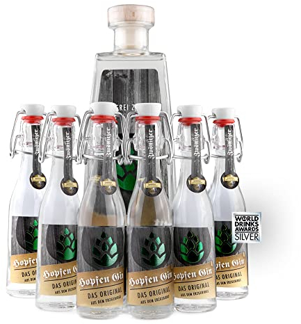 Brauerei Zwönitz Erzgebirgischer Hopfen Gin 6 x 0,04 Liter/ausgezeichneter Gin aus Zwönitzer India Pale Ale Craft Beer/Gin Geschenk Idee aus Sachsen/Dry Gin mit Hopfen Aroma