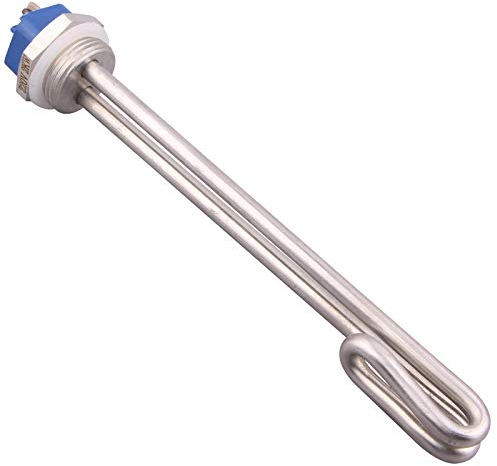 DERNORD Elemento de calefacción de 1 pulgada de tipo plegable corto, calentador de caldera de agua eléctrica BSP rosca brida de acero inoxidable (220 V 2000 W)