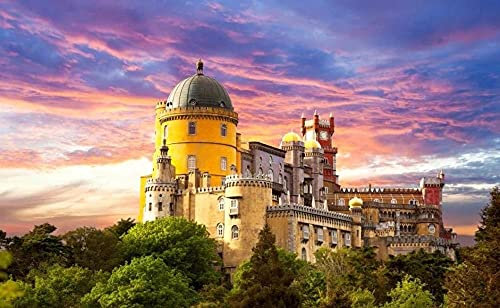 MQOK Kreative Holzpuzzles 3000 Stück Portugiesische Burg Puzzle 3000 Stücke Erwachsene Puzzle Holzpuzzle Cartoon Puzzle Für
