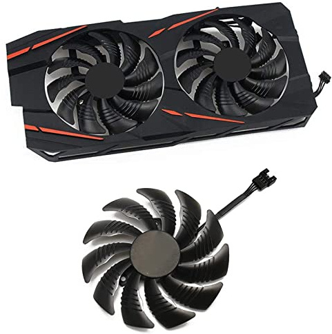 Dotodo Ventilador de 88 mm T129215SU TPLD9210S12HH Ventilador de enfriamiento de 4 pines para Gigabyte GTX 1050 1060 1070 960 RX 470 480 570 580 enfriador de tarjetas gráficas (Fan-A)