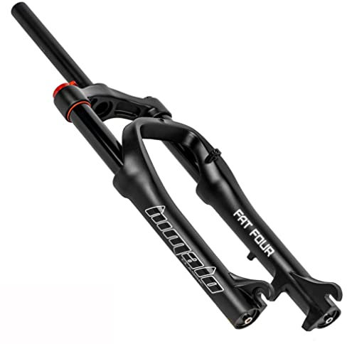 QHYRZE MTB Federgabel 20'' 4.0 Fetter Reifen Luftstoßdämpfer Gabel Für Scheibenbremse Strand Schneefahrrad 1-1/8 110mm Federweg 9mm QR HL Schwarz