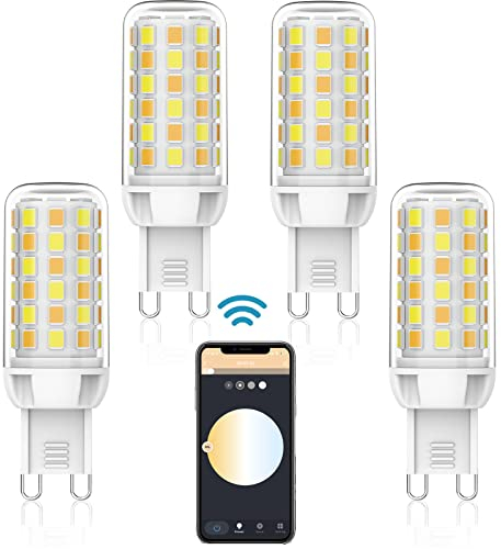 YUIIP Smarte G9-LED-Glühbirne, kein Flimmern, WiFi-LED-Glühbirnen, 4W, 320 LM, intelligente Glühbirnen funktionieren mit Alexa, Google Home, dimmbare intelligente LED-Glühbirne (4er-Pack)