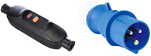 as - Schwabe Personenschutz-Zwischenschalter Schwabe 30 mA - Personenschutzschalter 230 V / 16 A IP55 I 45223 & CEE-Stecker Caravan – 230 V / 16 A Outdoor Stecker mit Schraubanschlüssen – Blau I 60470
