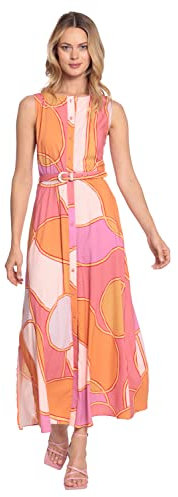 Donna Morgan Women's Sleeveless Button Down Maxi Dress, Dark Rose/Gold, 18 Plus