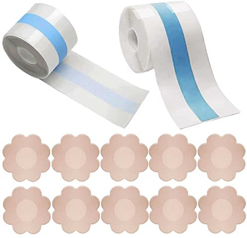 HONGECB 5M Brust Tape, Transparent, Tape Klebe BH, Nippel Aufkleber, Bruststraffungsband, Unsichtbarer, für Brautkleid Abendkleid, A-H Cup