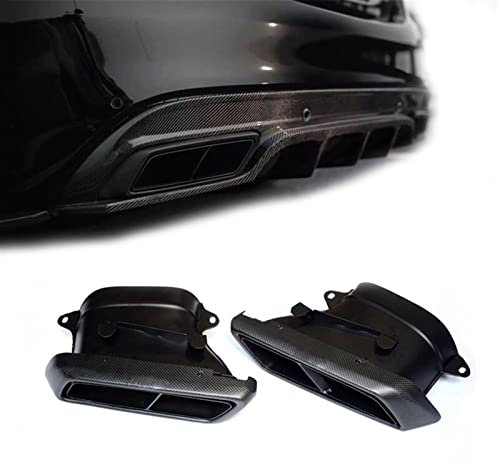 DHWUIASF 1 Paar Kohlefaser Edelstahl Endrohre Schalldämpfer Endrohr Für Benz W176 W205 W212 GLE/C-Klasse C180 C200 C260 C63 AMG Auspuffblenden