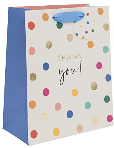 Glick Luxury Multi-Coloured Large 'Thank You' Gift Bag: Perfectly Sized for Generous Gifts, Expressing your Thanks to the Recipient. The Thank You Gift Bag Measures 260mm x 315mm x 135mm Deep