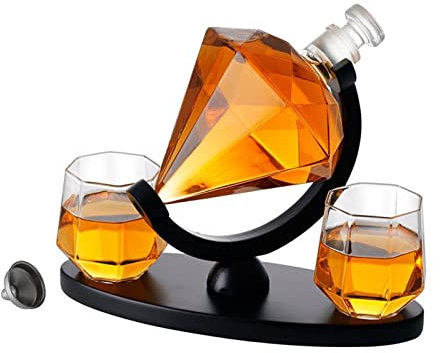 SARGE Décanteur de Verres à Whisky en Cristal pour Whisky soufflé à la Main 100% sans Plomb avec Carafe Whisky Globe et 2 Verres
