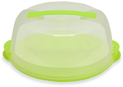 VIRSUS Contenitore Porta torta con coperchio in plastica infrangibile, diametro interno 30 cm, portatorte 2 chiusure di sicurezza, per la conservazione di dolci e torte, Made in Italy (Lime)