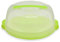 VIRSUS Contenitore Porta torta con coperchio in plastica infrangibile, diametro interno 30 cm, portatorte 2 chiusure di sicurezza, per la conservazione di dolci e torte, Made in Italy (Lime)
