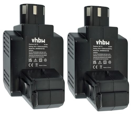 vhbw 2X Batterie Remplacement pour Hilti BP72, BP60, 331530, BP40 pour Outil électrique (2500 mAh, NiMH, 24 V)