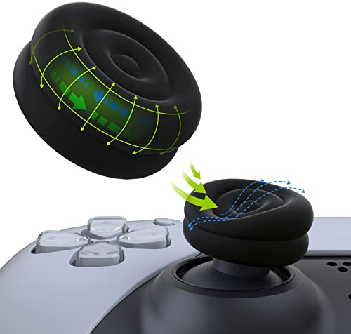 PlayVital Tapas para el Pulgar - Agarres de Joystick Antideslizantes para ps5/4, para Xbox Series X/S, para Xbox One/Elite Series 2, para Switch Pro, Thumbs Cushion Caps,Diseño Circular (Negro)