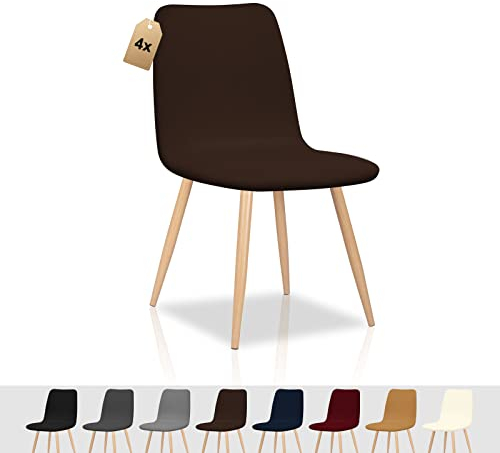 FIGOOO Stuhlhussen 4er Set Strech Stuhlhussen Skandinavisch Universal Abnehmbar Waschbar Schonbezüge Stuhlbezug für Küchenstühle Hotel Bankett(Dunkelbraun,4pcs)