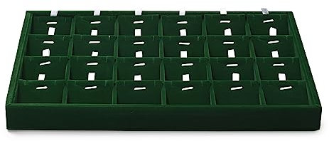 Oirlv Vintage Verde Terciopelo 24 Rejilla Colgante Pendiente Joyería,Bandeja organizadora Bandeja de Almacenamiento de Pantalla