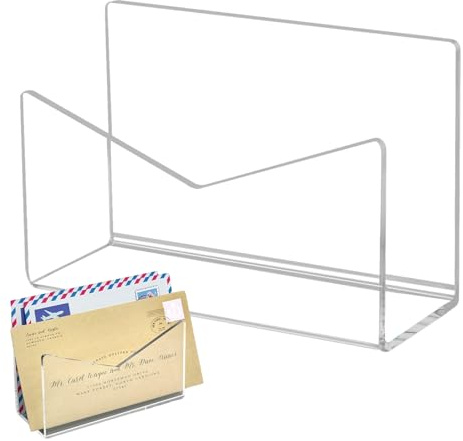 Anloximt Postbriefhalter,Acryl-Umschlag-Briefständer | Tragbarer Briefständer aus Acryl für Arbeitsplatten, Schreibtische, Schulen, Zuhause und Büros